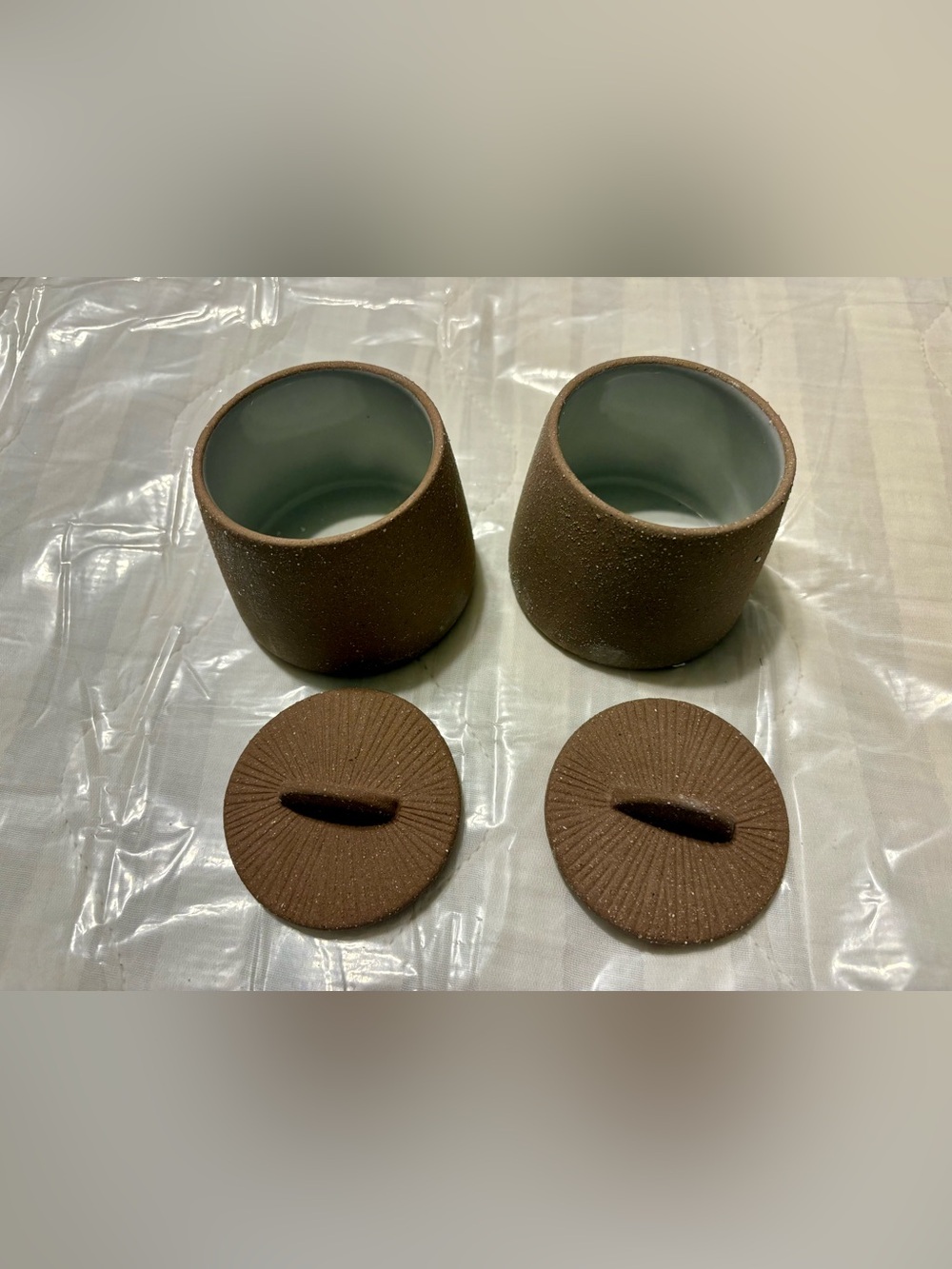Magenta Brown Ceramic Salt Cellar Set (2)